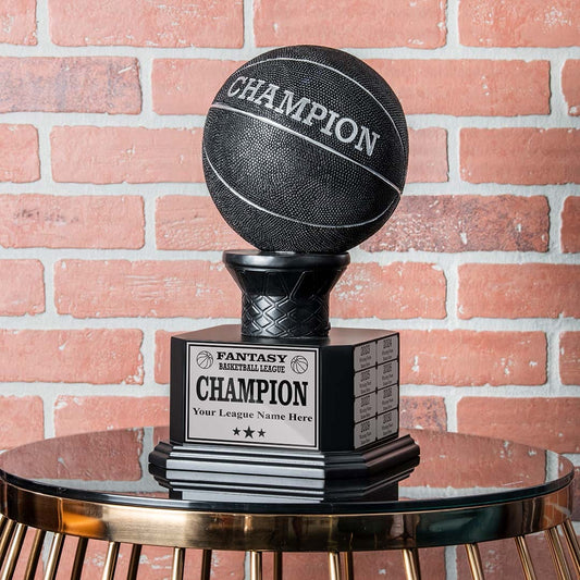 15" Perpetual Basketball Trophy – Black Basketball