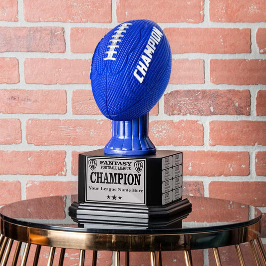15" Perpetual Fantasy Football Trophy - Blue Football