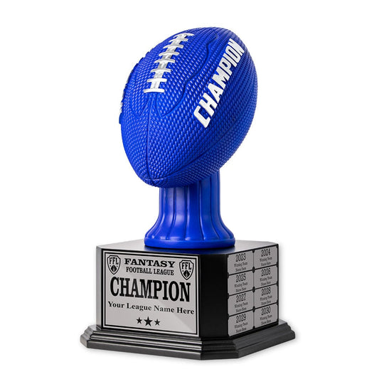 15" Perpetual Fantasy Football Trophy - Blue Football