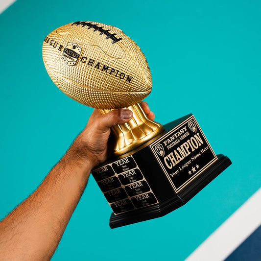 15" Perpetual Fantasy Football Trophy - Gold Football