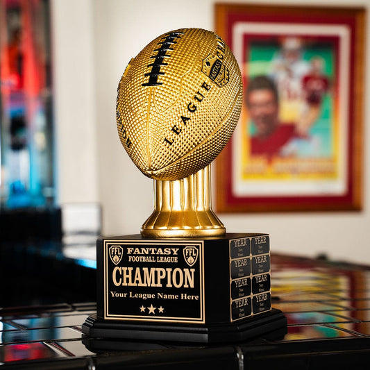 15" Perpetual Fantasy Football Trophy - Gold Football