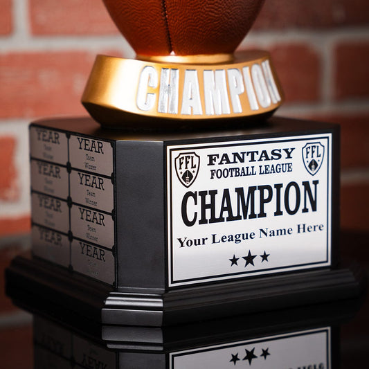 15" Perpetual Fantasy Football Trophy -  Golden Crown Football
