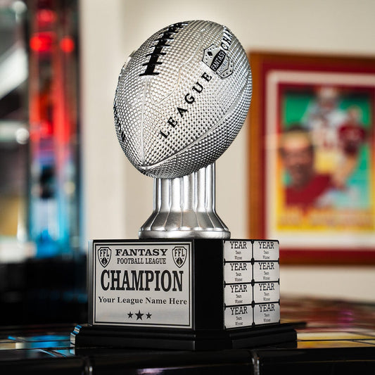15" Perpetual Fantasy Football Trophy - Silver Football