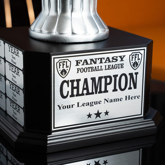 15" Perpetual Fantasy Football Trophy - Silver Football
