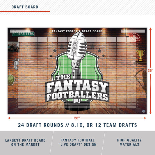 2025 Fantasy Footballers Draft Board Kit - 12, 10, 8 Team