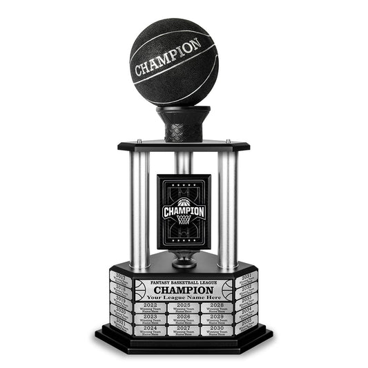 Black basketball trophy with a sleek and customizable design