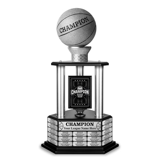 TrophySmack 26-36” Silver Basketball Trophy