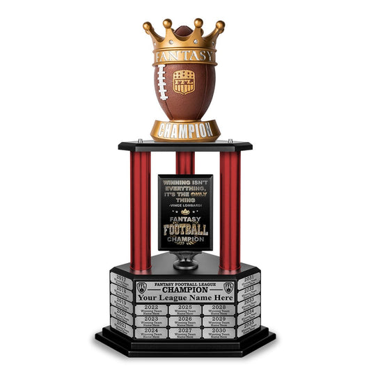 TrophySmack 26"-56” Fantasy Football Perpetual Trophy - Crown Football