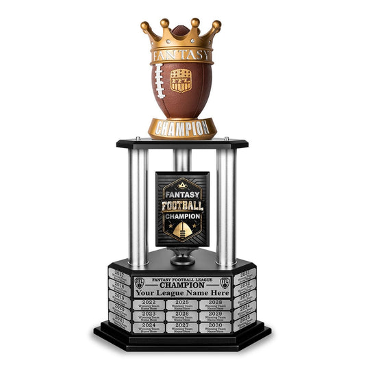 TrophySmack 26"-56” Fantasy Football Perpetual Trophy - Crown Football