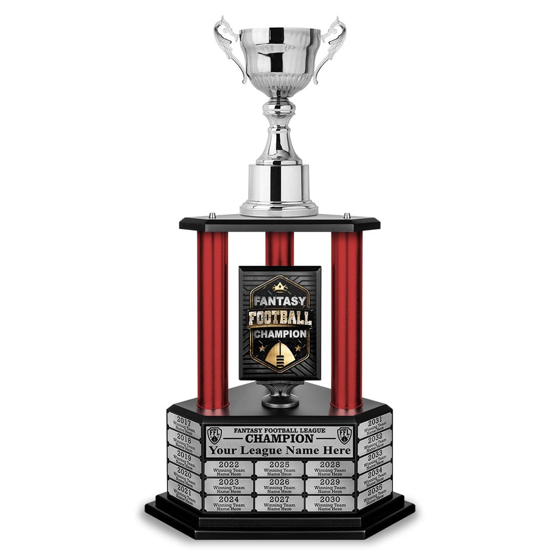 TrophySmack 26"-56" Fantasy Football Perpetual Trophy - Silver Cup