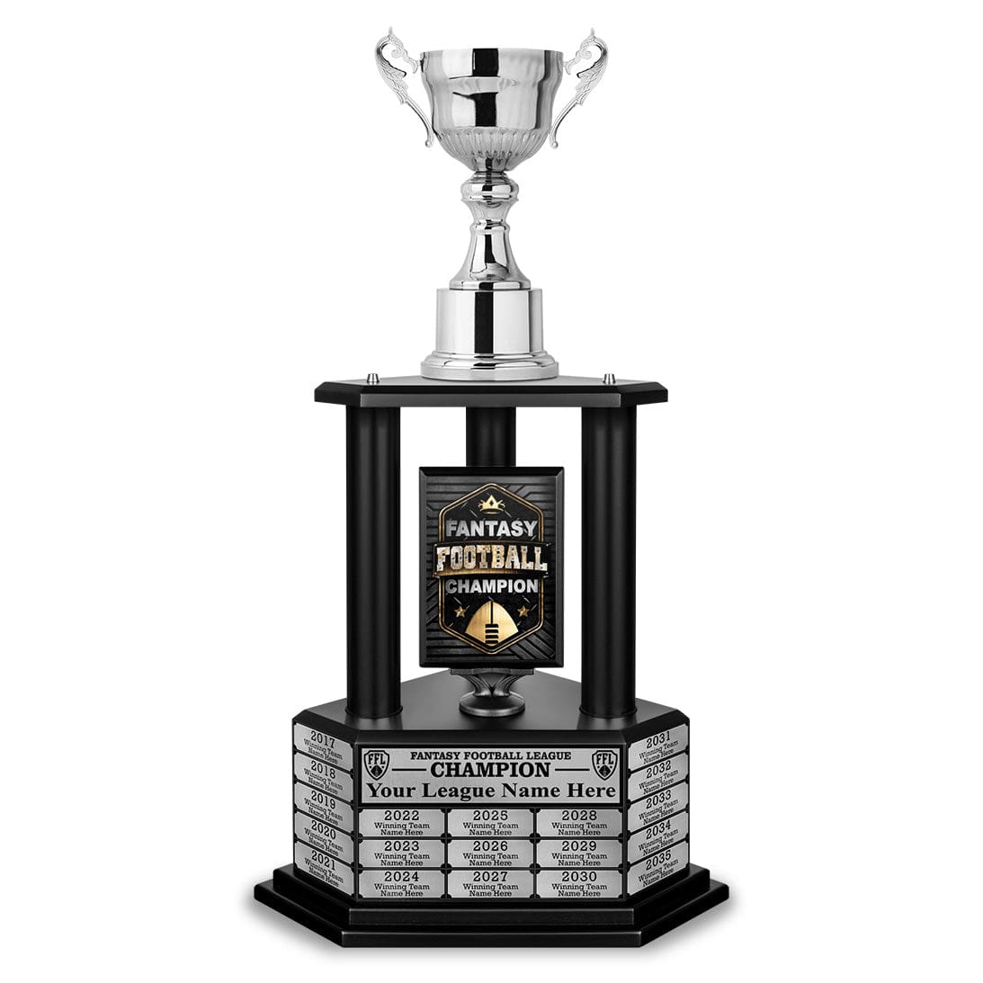 TrophySmack 26"-56" Fantasy Football Perpetual Trophy - Silver Cup
