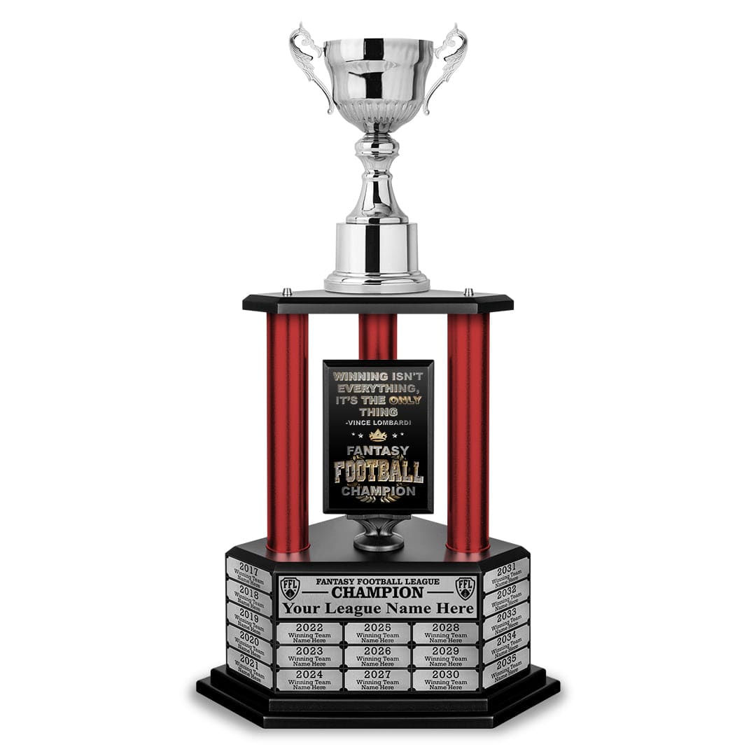 TrophySmack 26"-56" Fantasy Football Perpetual Trophy - Silver Cup