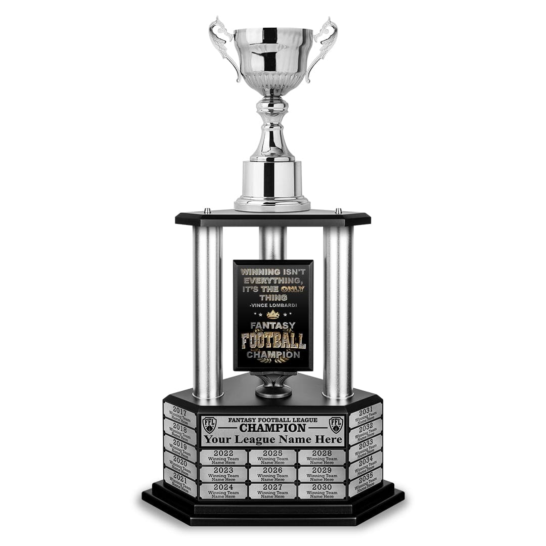 TrophySmack 26"-56" Fantasy Football Perpetual Trophy - Silver Cup