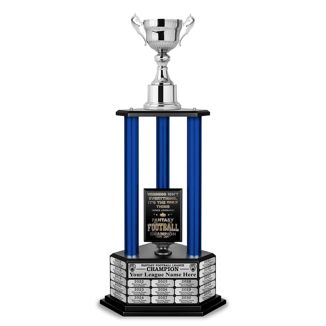 TrophySmack 26"-56" Fantasy Football Perpetual Trophy - Silver Cup