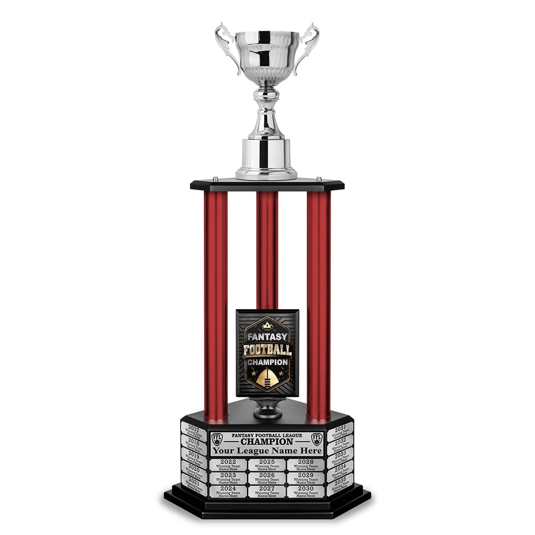 TrophySmack 26"-56" Fantasy Football Perpetual Trophy - Silver Cup