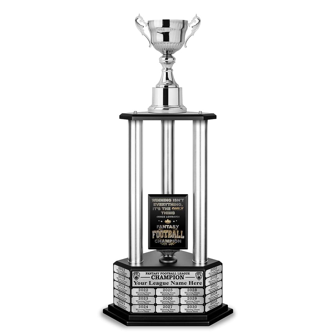 TrophySmack 26"-56" Fantasy Football Perpetual Trophy - Silver Cup