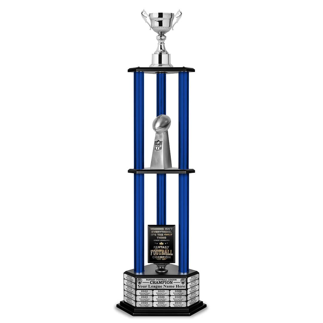 TrophySmack 26"-56" Fantasy Football Perpetual Trophy - Silver Cup