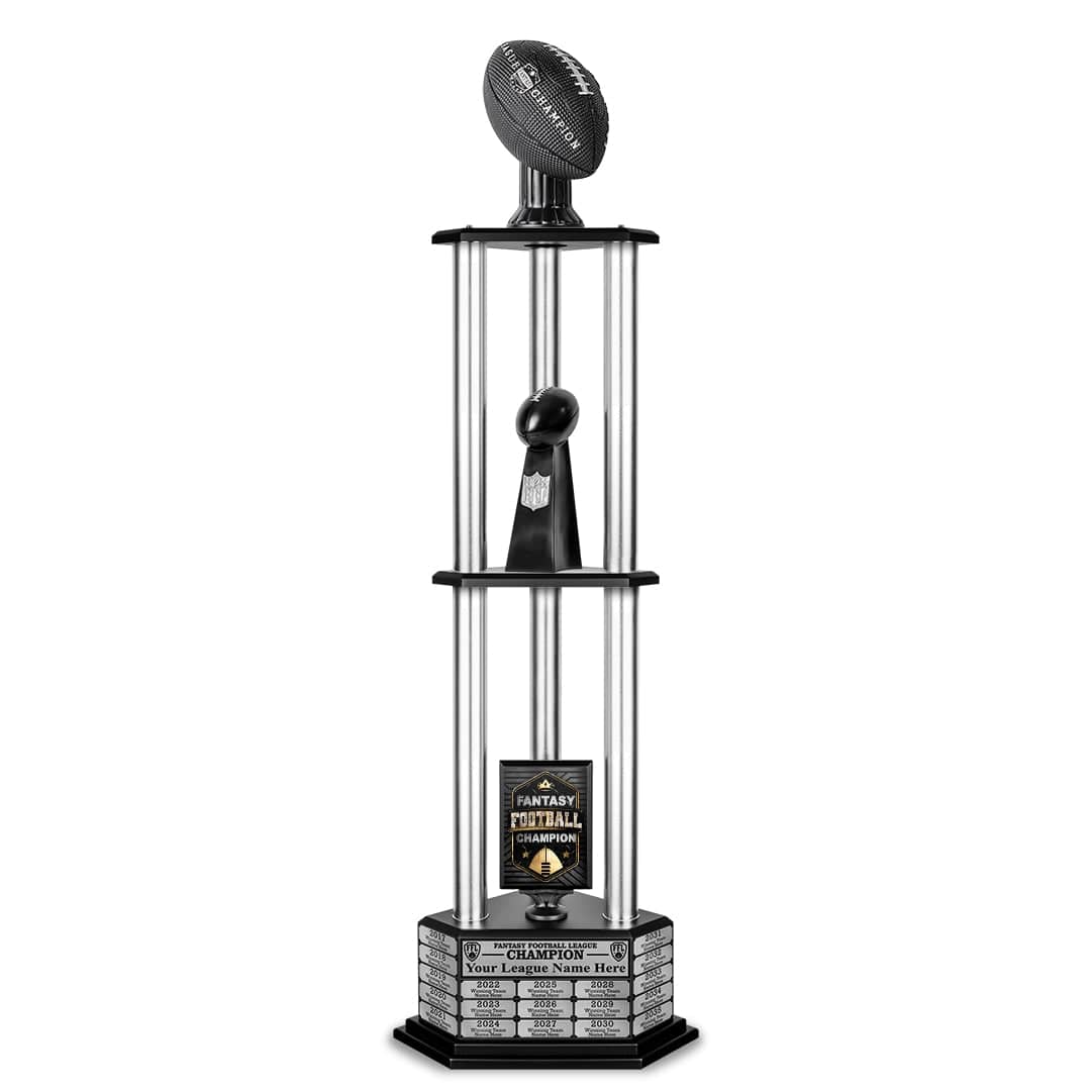 TrophySmack 26"-56" Perpetual Fantasy Football Trophy - Black Football