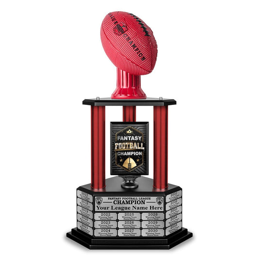 TrophySmack 26"-56" Perpetual Fantasy Football Trophy - Red Football