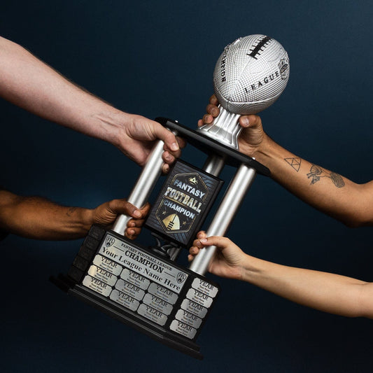 26"-56" Perpetual Fantasy Football Trophy - Silver Football