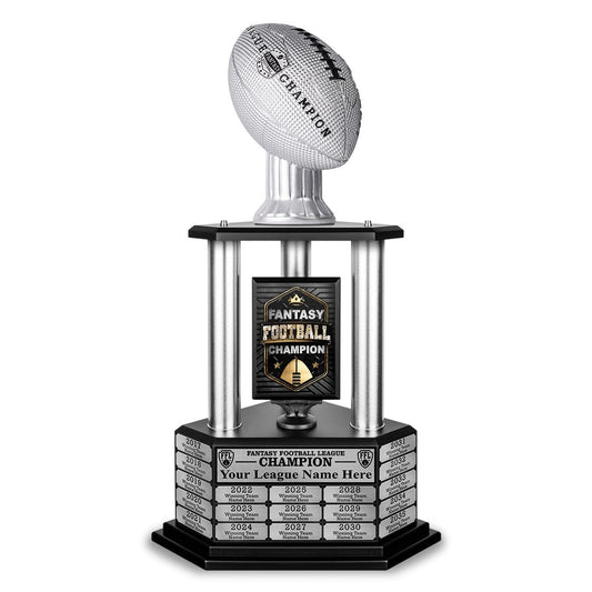 TrophySmack 26"-56" Perpetual Fantasy Football Trophy - Silver Football