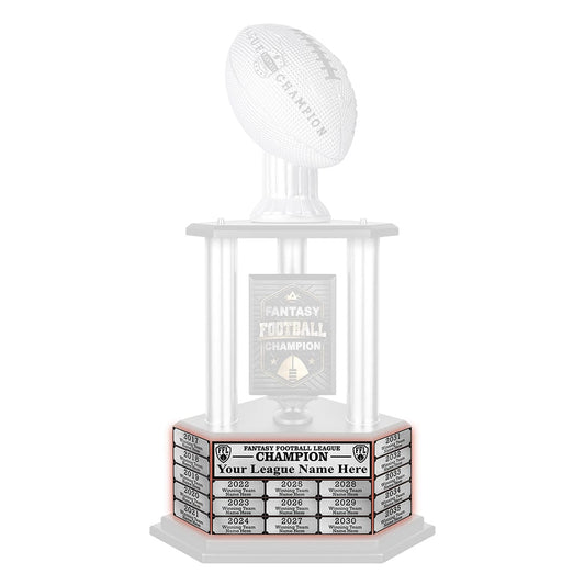 26"-56" Silver Football Perpetual Fantasy Football Trophy Engraving Redemption