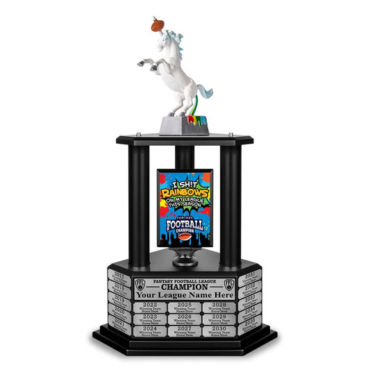 Unismack unicorn fantasy football trophy with a fun and whimsical design