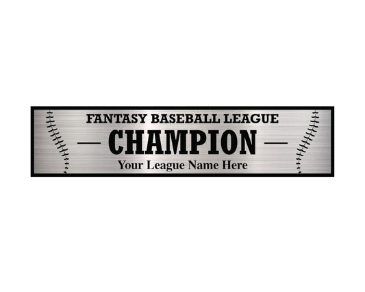 Three-column league plate for baseball fantasy leagues, designed to showcase multiple winners
