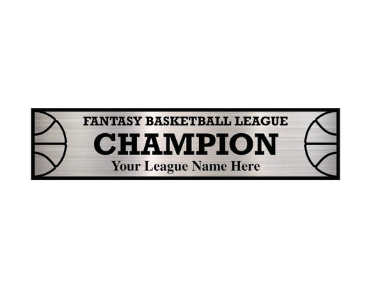 Three-column league plate for fantasy basketball, designed for multiple winners with an elegant finish
