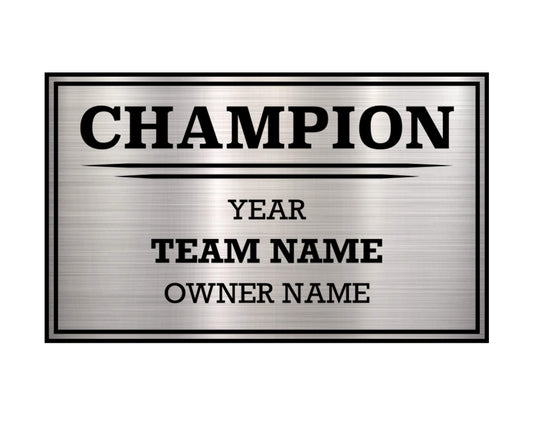 Three-column league plate for a single winner in fantasy basketball, showcasing a professional layout
