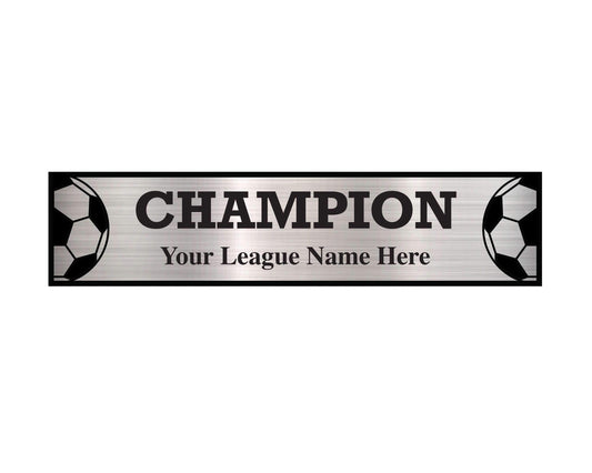 Three-column league plate for fantasy soccer, featuring a sleek design for team accomplishments