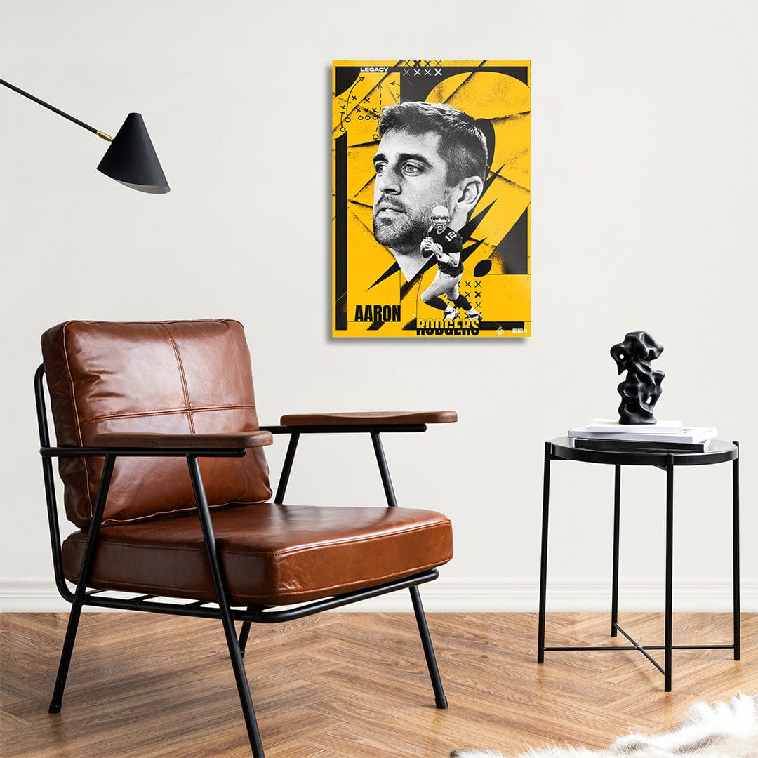 Aaron Rodgers Legend Yellow Metal Wall Art by TrophySmack