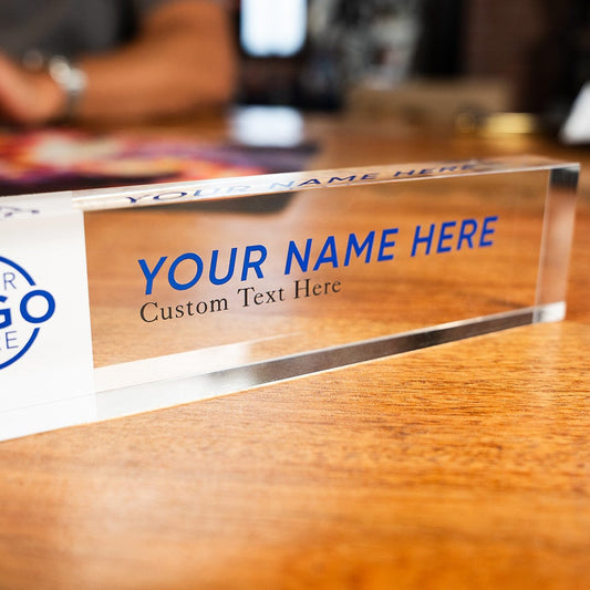 "Design Your Own" Acrylic Desk Name Plate - Clear