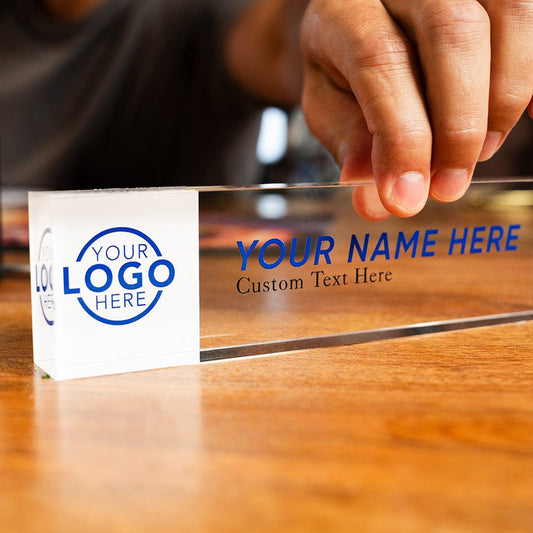"Design Your Own" Acrylic Desk Name Plate - Clear