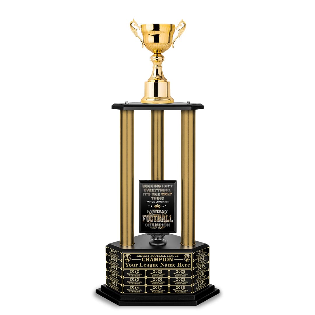 TrophySmack NEW 26”-36” Gold Column Fantasy Football Perpetual Trophy