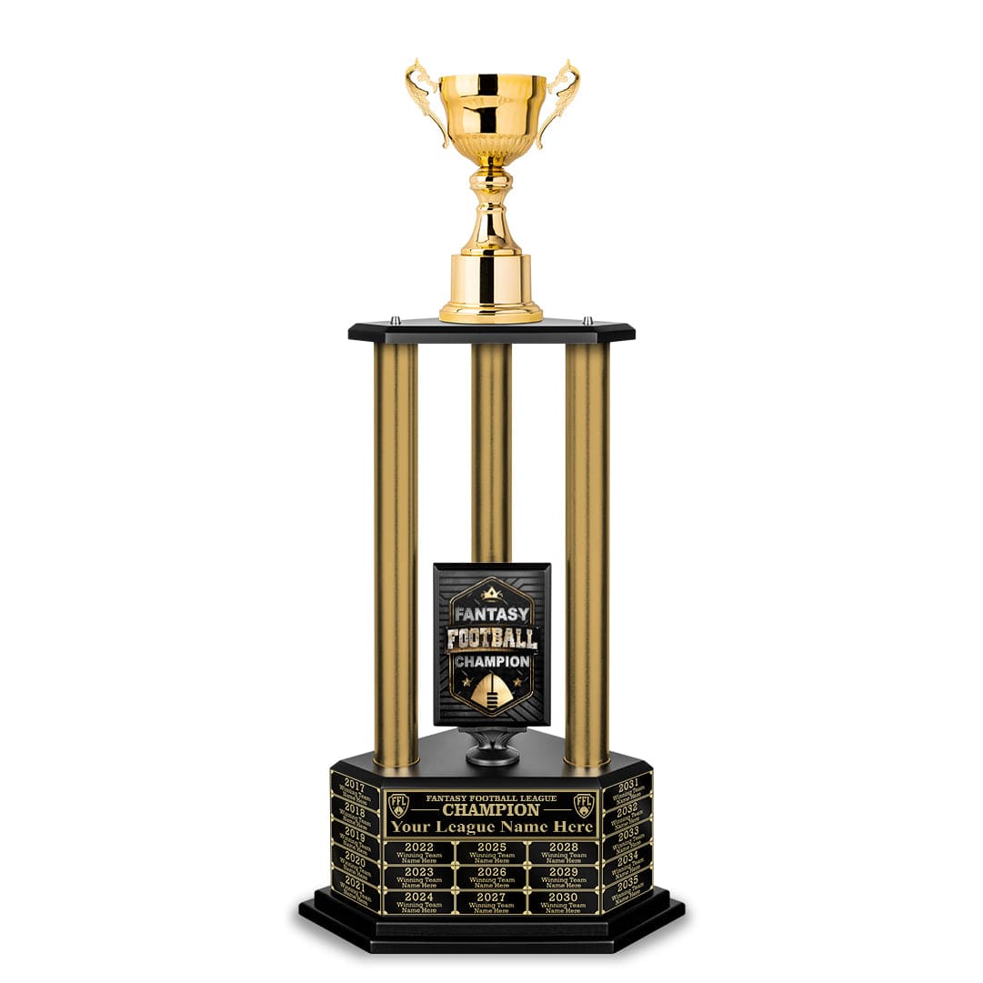 TrophySmack NEW 26”-36” Gold Column Fantasy Football Perpetual Trophy
